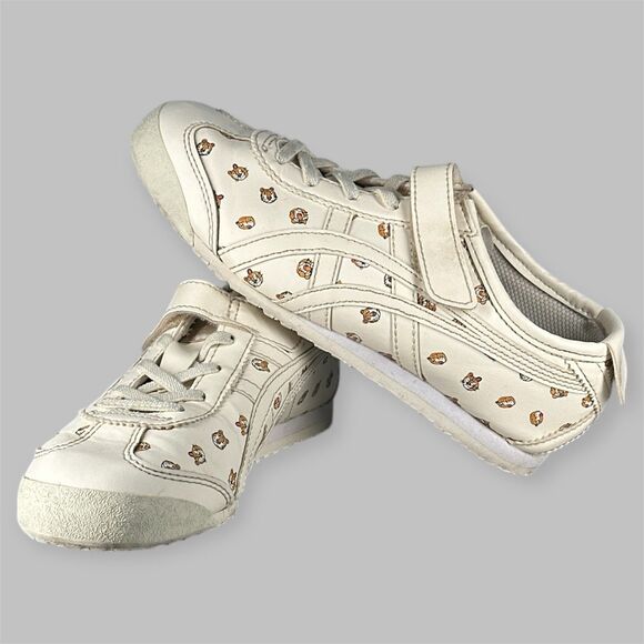 Onitsuka Tiger Shoes Kids Size 2 Mexico 66 Cream Tiger Print Fashion Sneakers - Picture 12 of 16